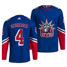 New York Rangers Braden Schneider 4 Adidas 2022-23 Reverse Retro 2.0 Blau Trikot Authentic - Herren